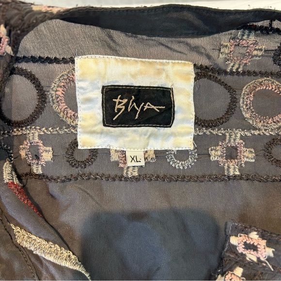 JOHNNY WAS Biya Sz XL Slate Grey Silk Embroidered Tunic Midi Dress Long Sleeve - Picture 2 of 11